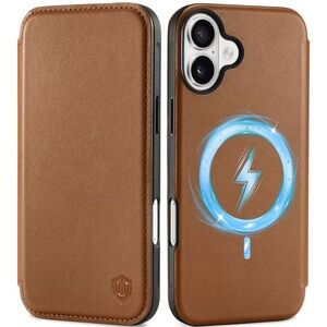 SHIELDON Wallet Case For IPhone 16 Plus 5G 6.7", Genuine Leather Slim RID /447LB